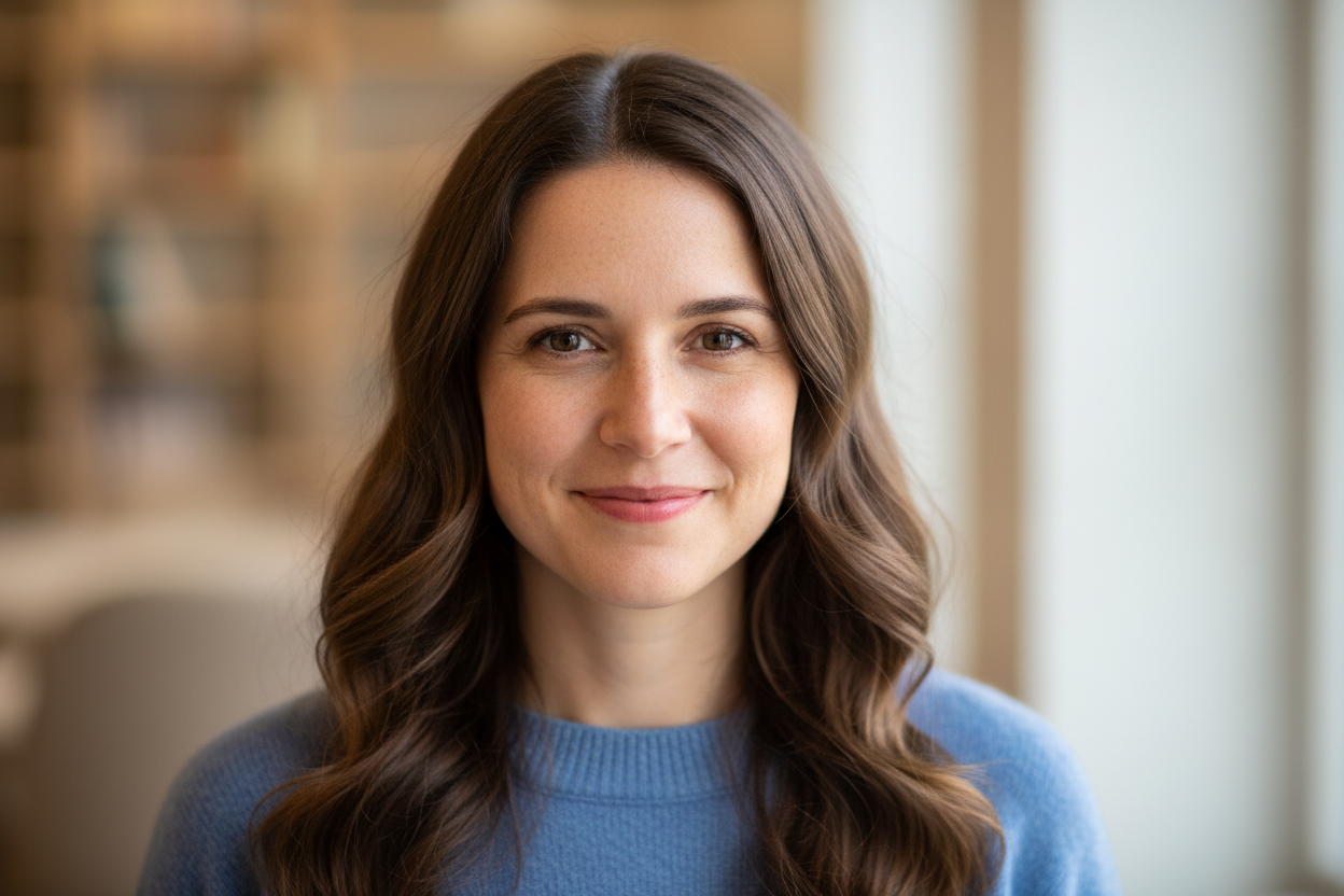 A woman thats in her 30s white woman with brown hair